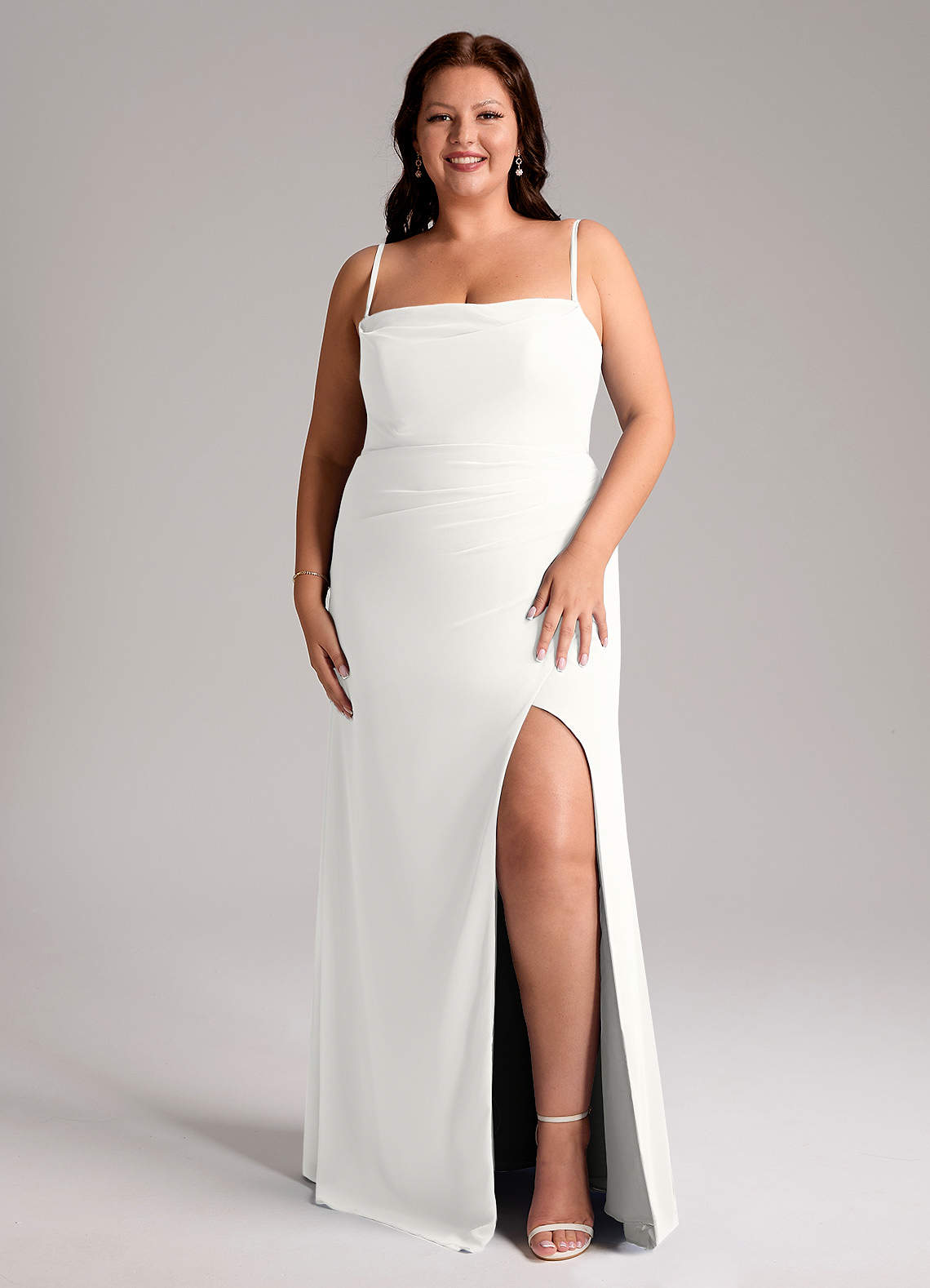 Azazie Leonis Bridesmaid Dresses White Sheath Strapless Chiffon Convertible Dress image8