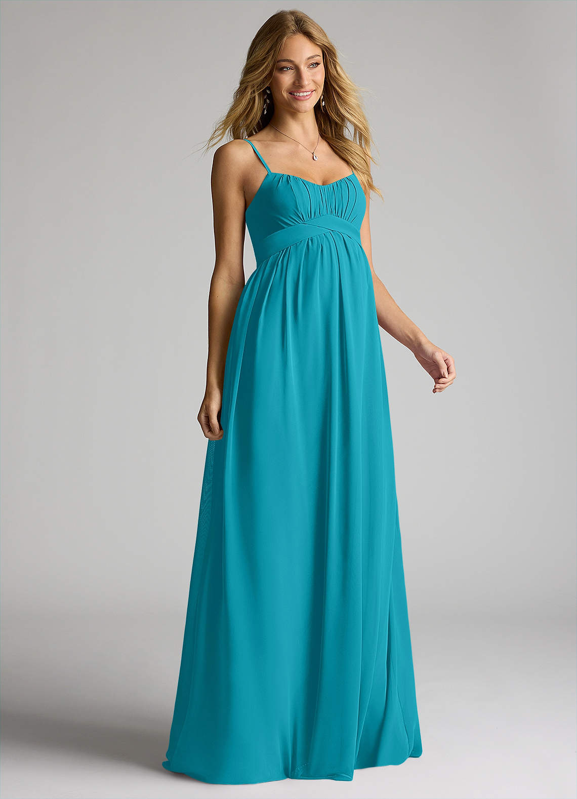 Azazie Llana Maternity Bridesmaid Dresses A-Line Chiffon Floor-Length Dress image1