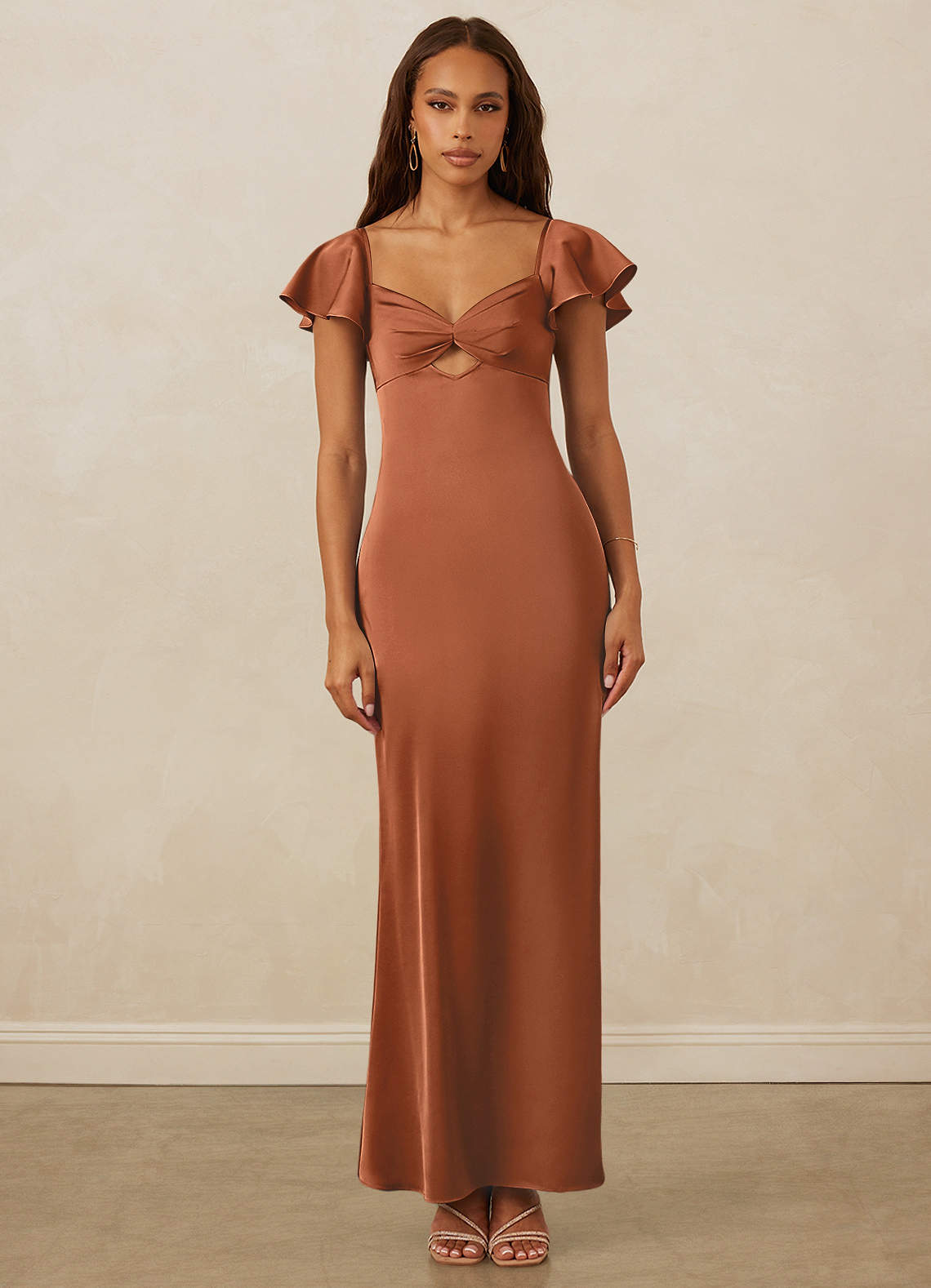 Christian Siriano Bridal for Azazie 1005 Bridesmaid Dresses Copper Sheath Sweetheart Neckline Stretch Satin Dress image1