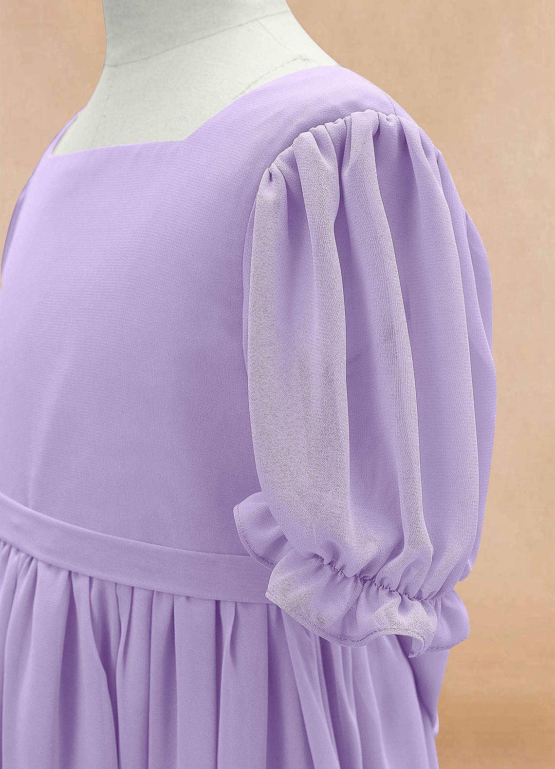 Azazie Joss Flower Girl Dresses Lilac A-Line with Sleeves Chiffon Dress image5