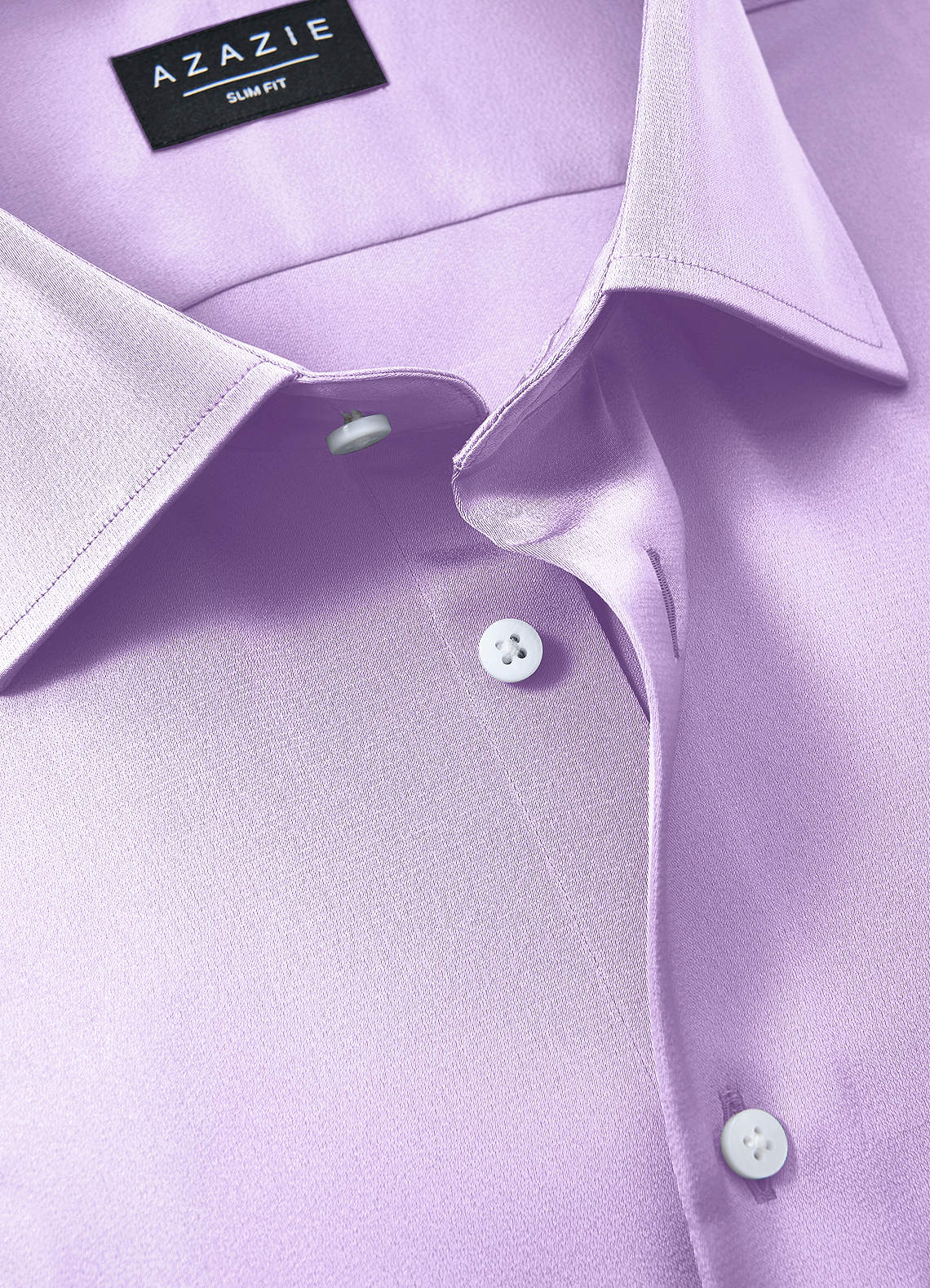 front Julian 라일락 스트레치 새틴 드레스 셔츠