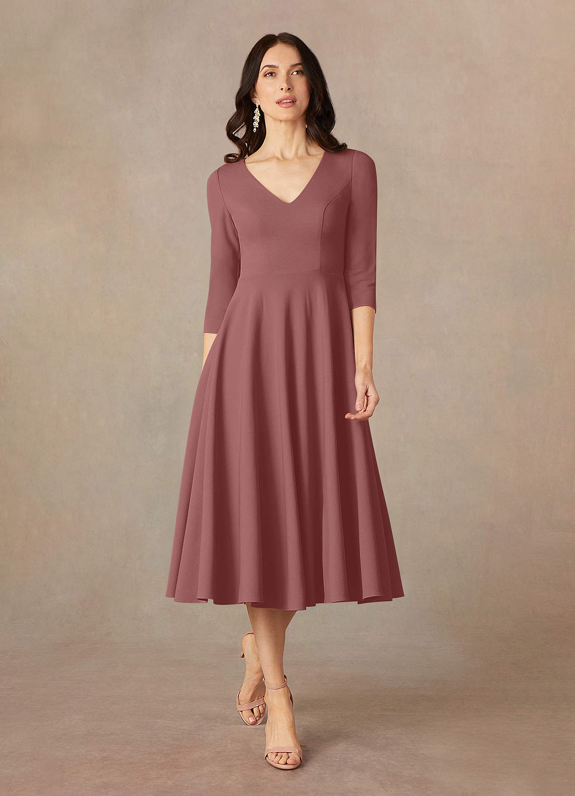 Azazie Nassif Abiti per la Madre della Sposa Abito A-Line in Crepe Elasticizzato Rosa Del Deserto image1