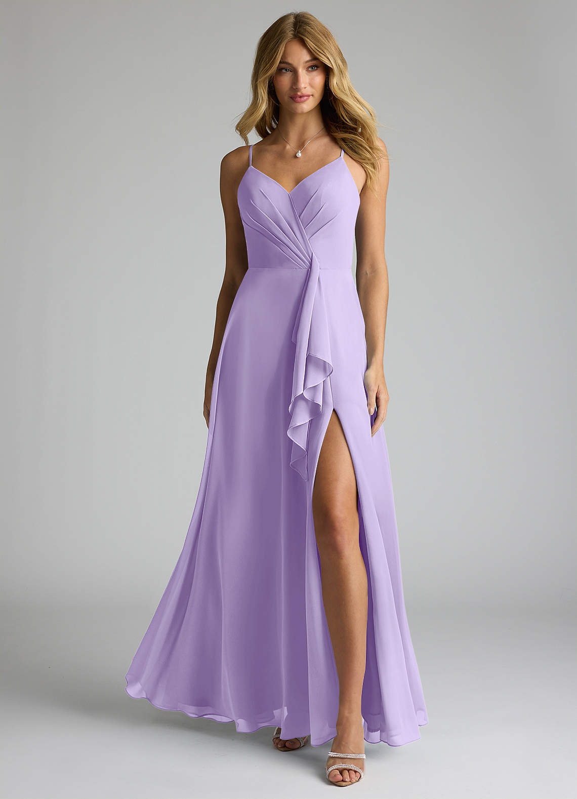 Azazie Akita Kotona sovitettavat mekot A-linja Sifonki Lattian pituus Pukeutua image2