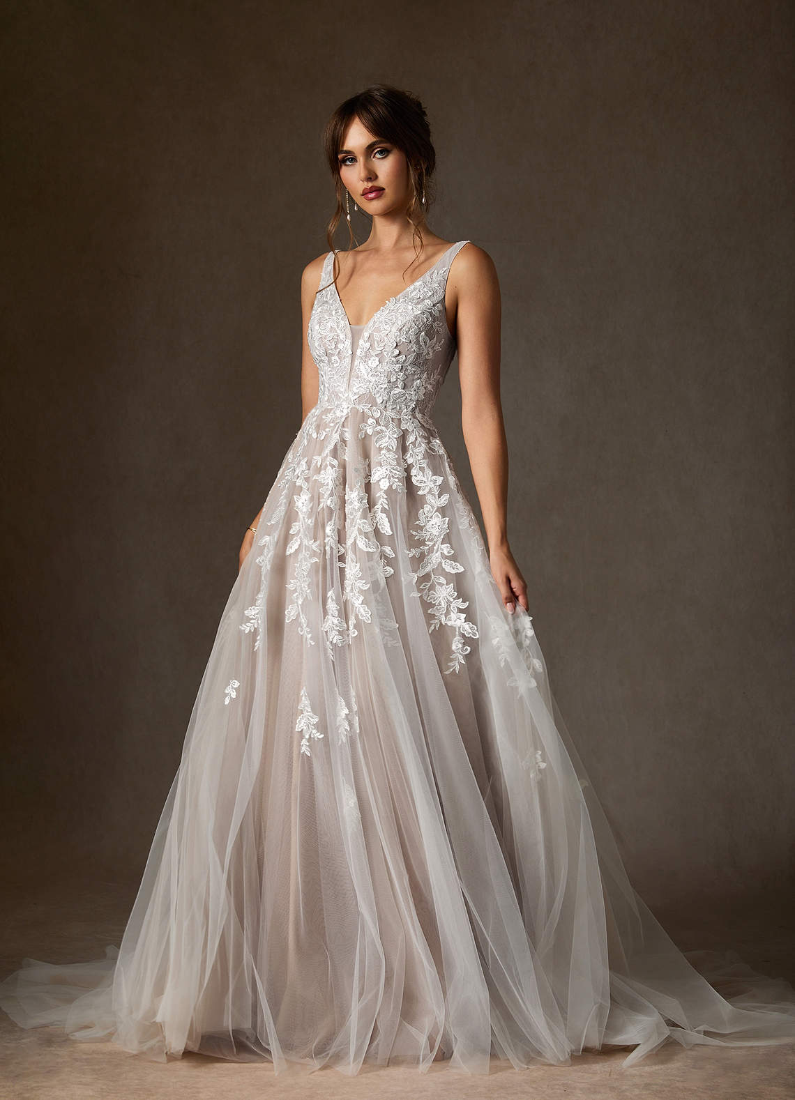 Azazie Sorella Diamond White Sand A-Line V-Neck Sequins Tulle Dress | Azazie DE Azazie Sorella Diamond White Sand A-Line V-Neck Sequins Tulle Dress | Azazie DE
