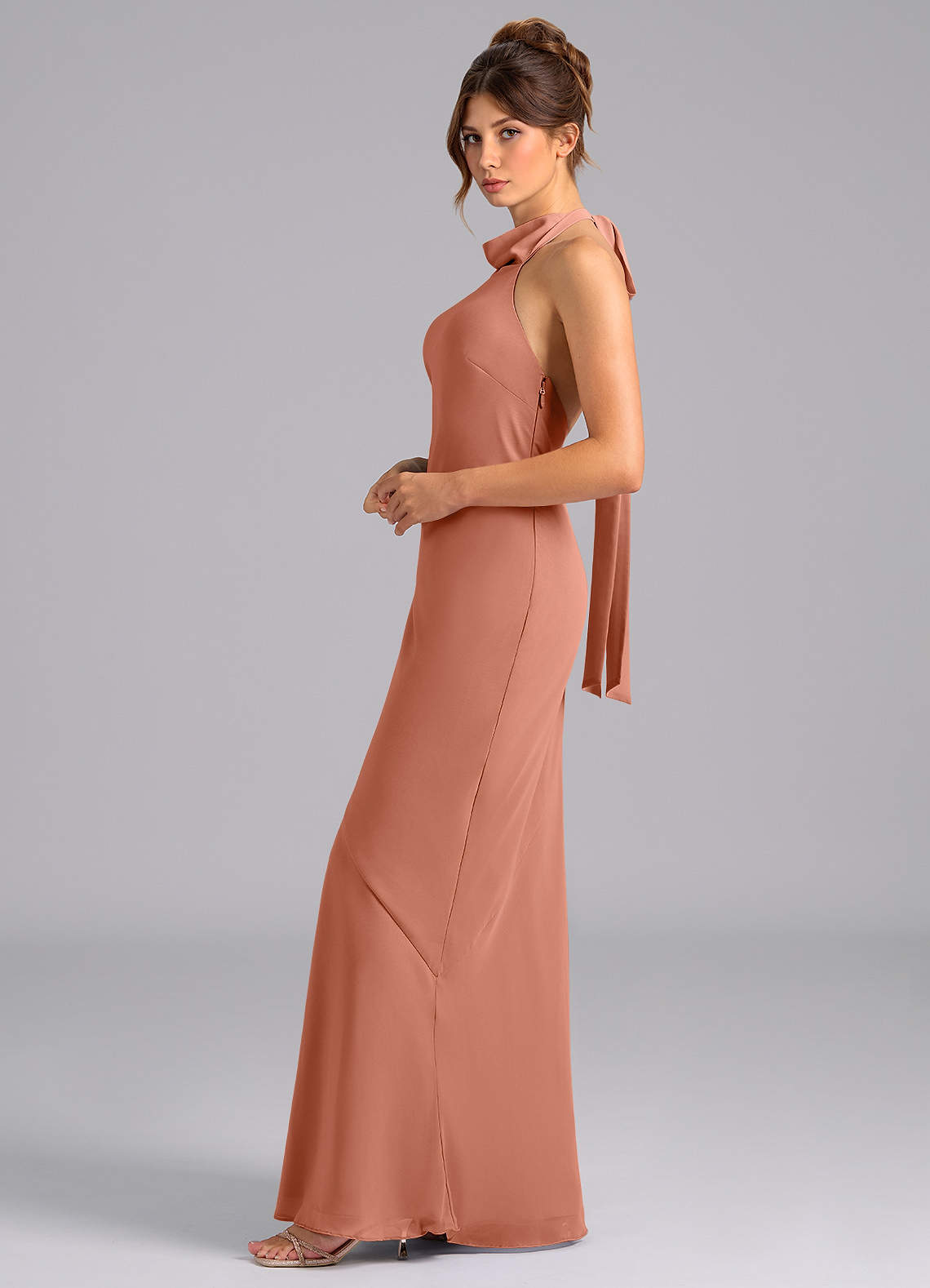 Azazie Velli Bridesmaid Dresses MAI TAI Mermaid High Neck Chiffon Dress image4