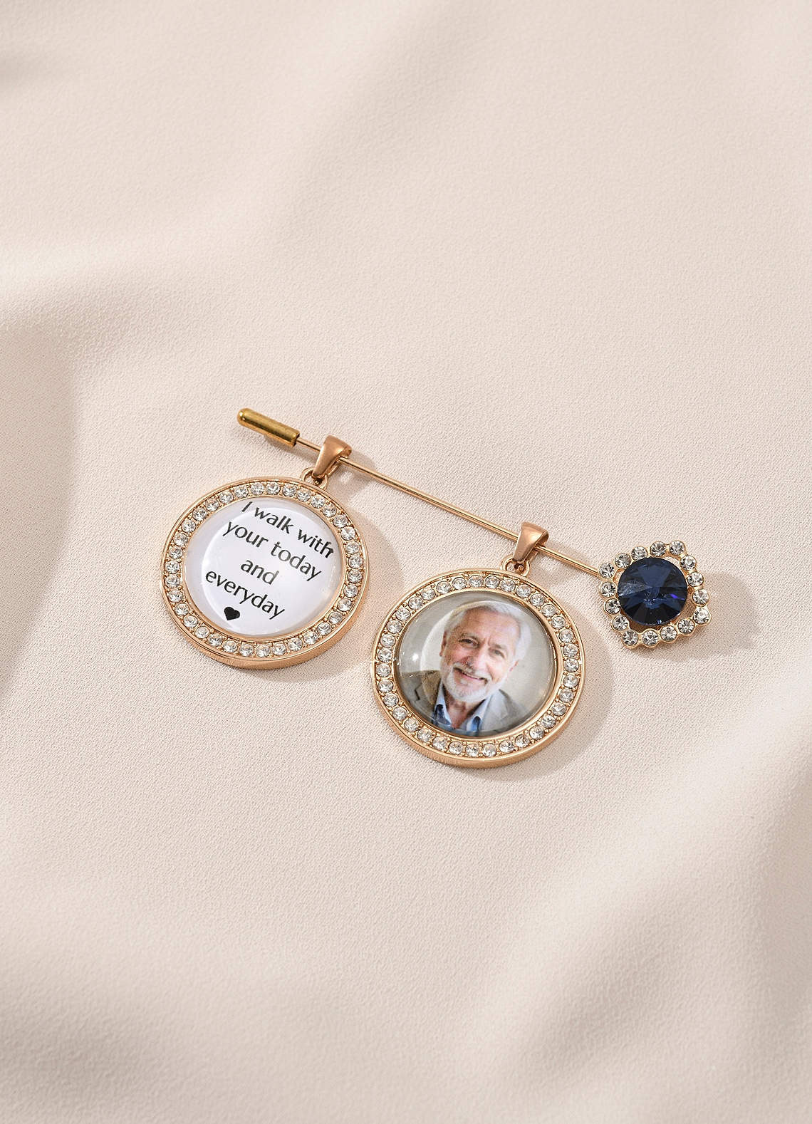 front Custom Photo and Text Bouquet Charm