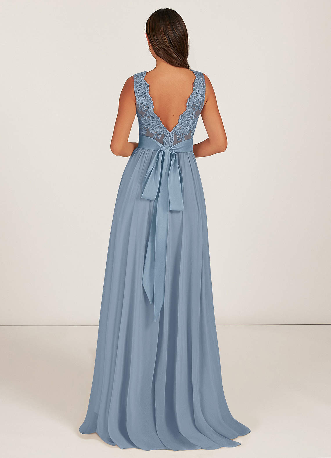 slate blue bridesmaid dresses long Long Tulle Split Dresses V Neck Appliques – Lisposa