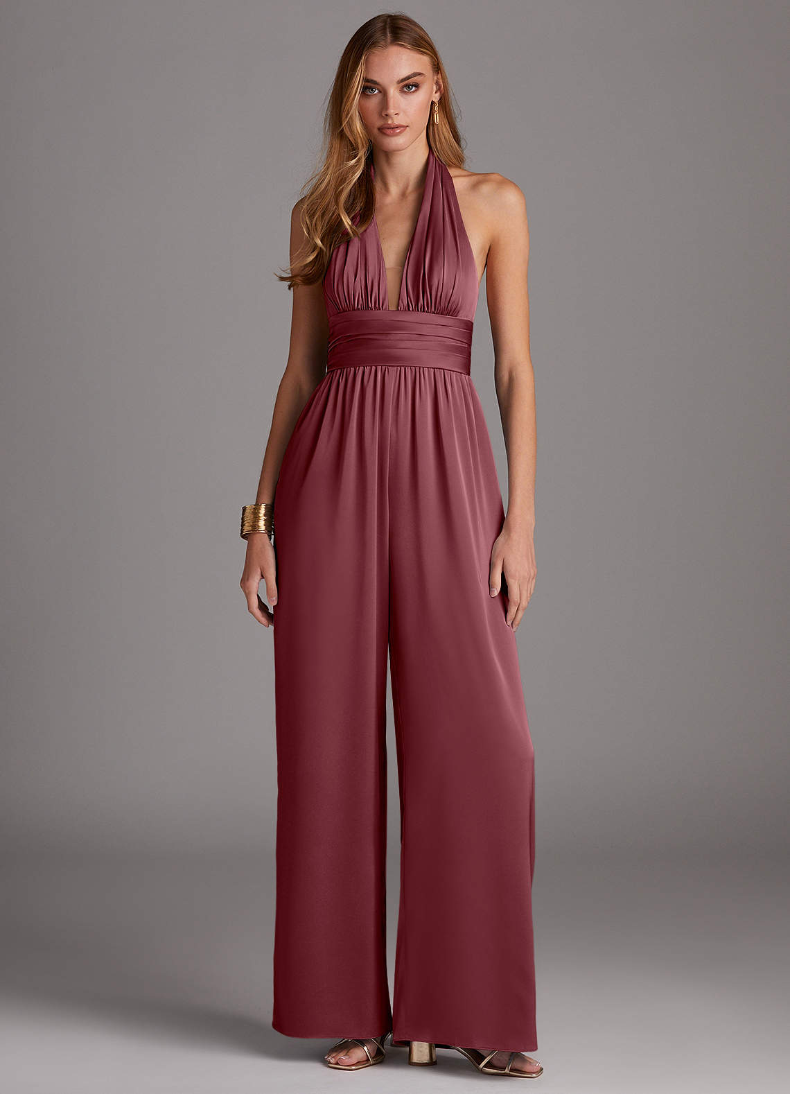 desert rose bridesmaid dresses satin Zapakasa Women Spaghetti Straps Desert Rose Bridesmaid Dress A line Cross  Back Party Dress with slit main image 0