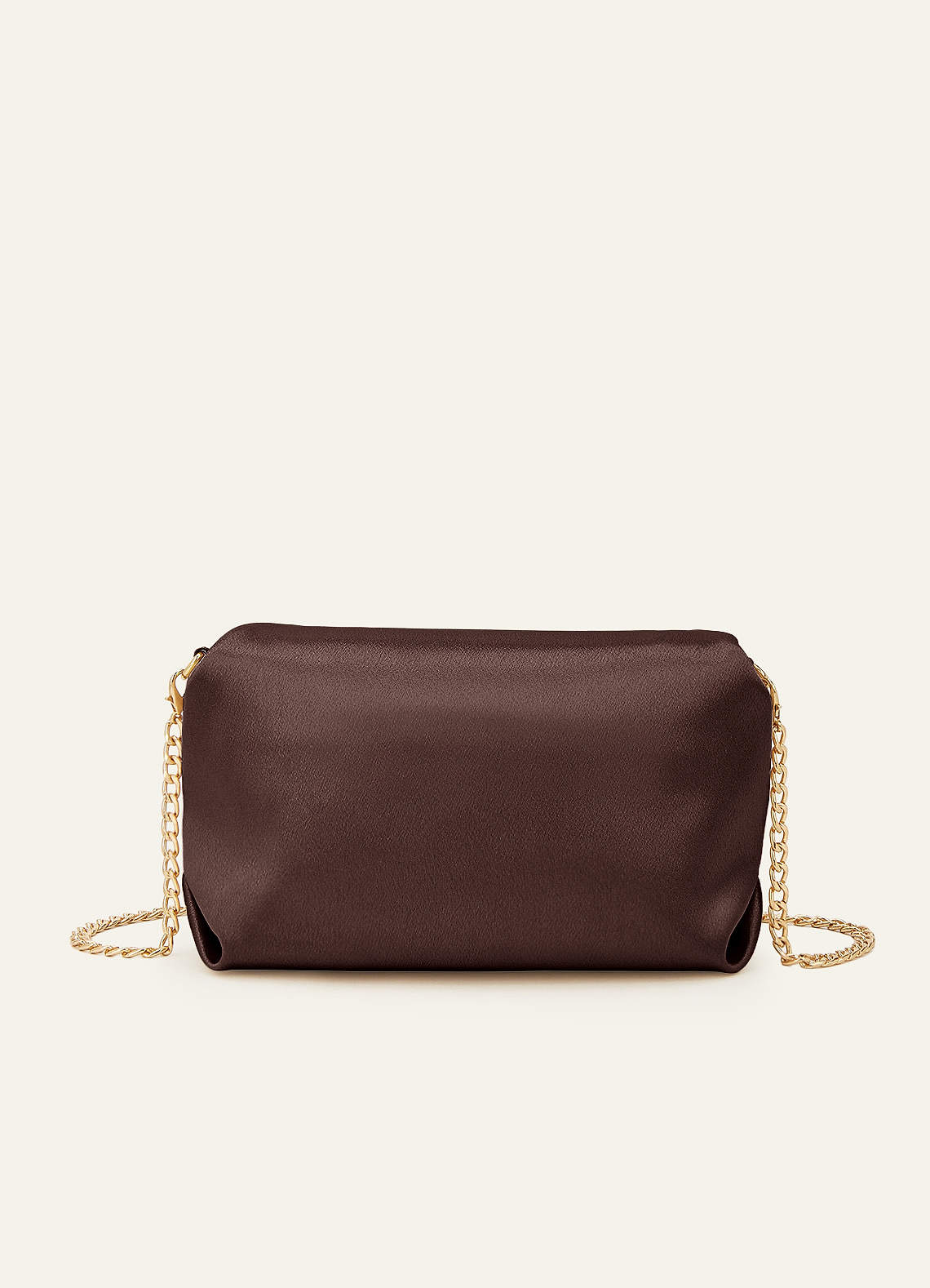 front Matching Color Stretch Satin Rhinestone Square Buckle Clutch