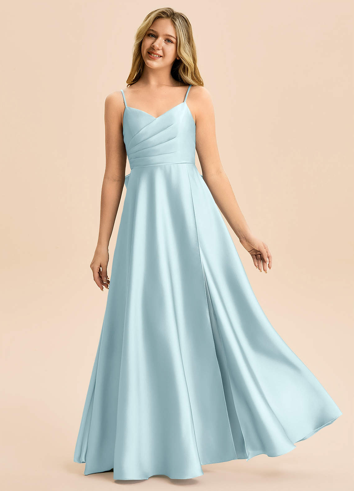 light blue junior bridesmaid dresses Azazie Rumi Junior