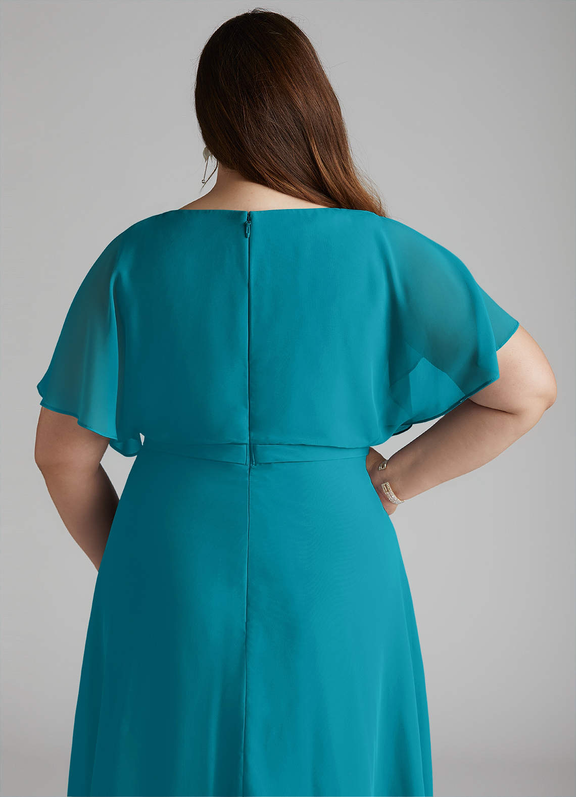 Azazie Aaliyah Modest Bridesmaid Dresses A-Line Scoop Pleated Chiffon Floor-Length Dress image9
