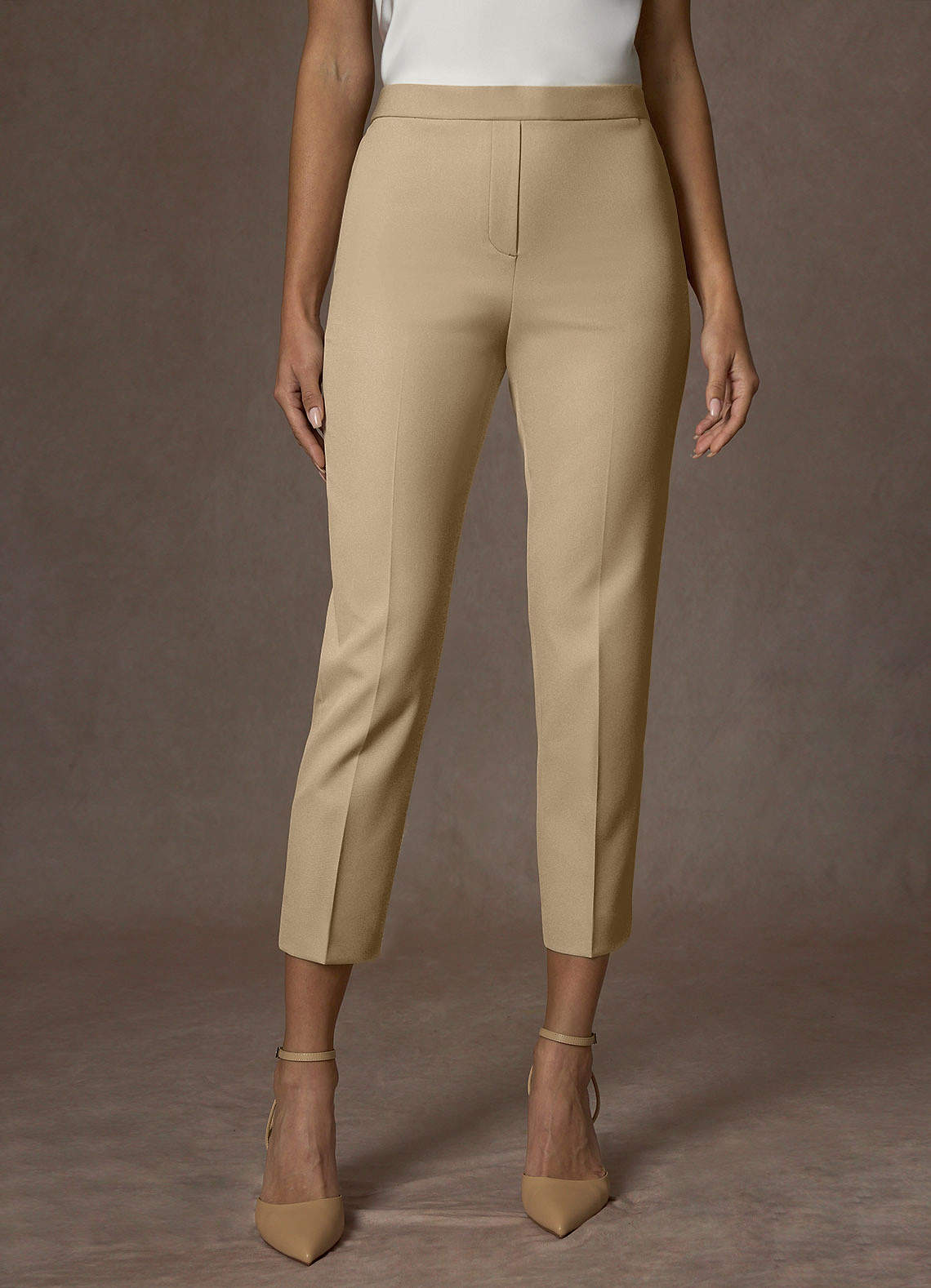 front Kennedy Champagne Structured Stretch Pants Suit