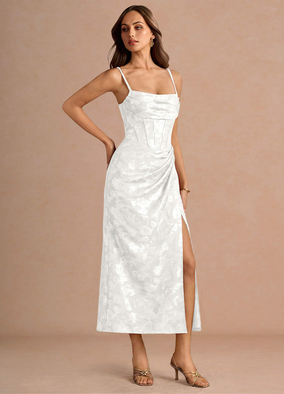 rosalie midi dress Azazie Cowl A-Line Midi Dresses in White