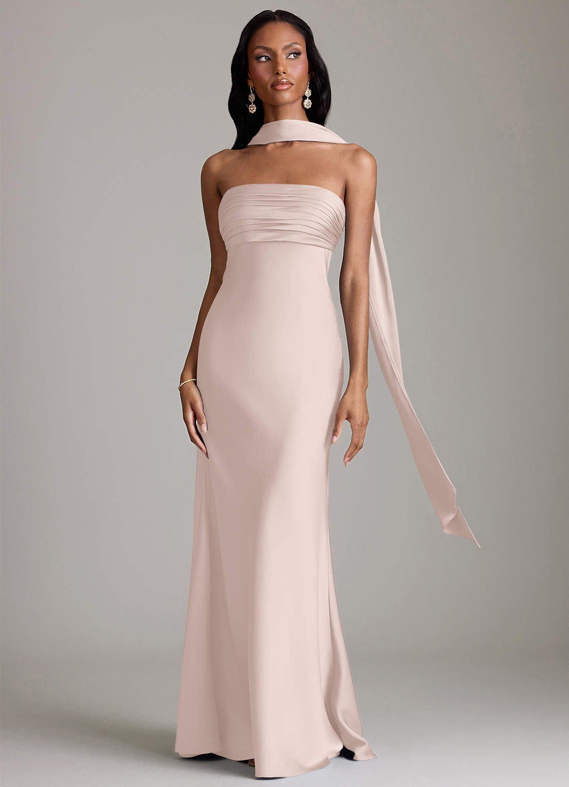 Azazie Saylor Brudtärnklänningar Klä av Sjöjungfru i Stretch Satin Axelbandslös Rodnande Rosa image8