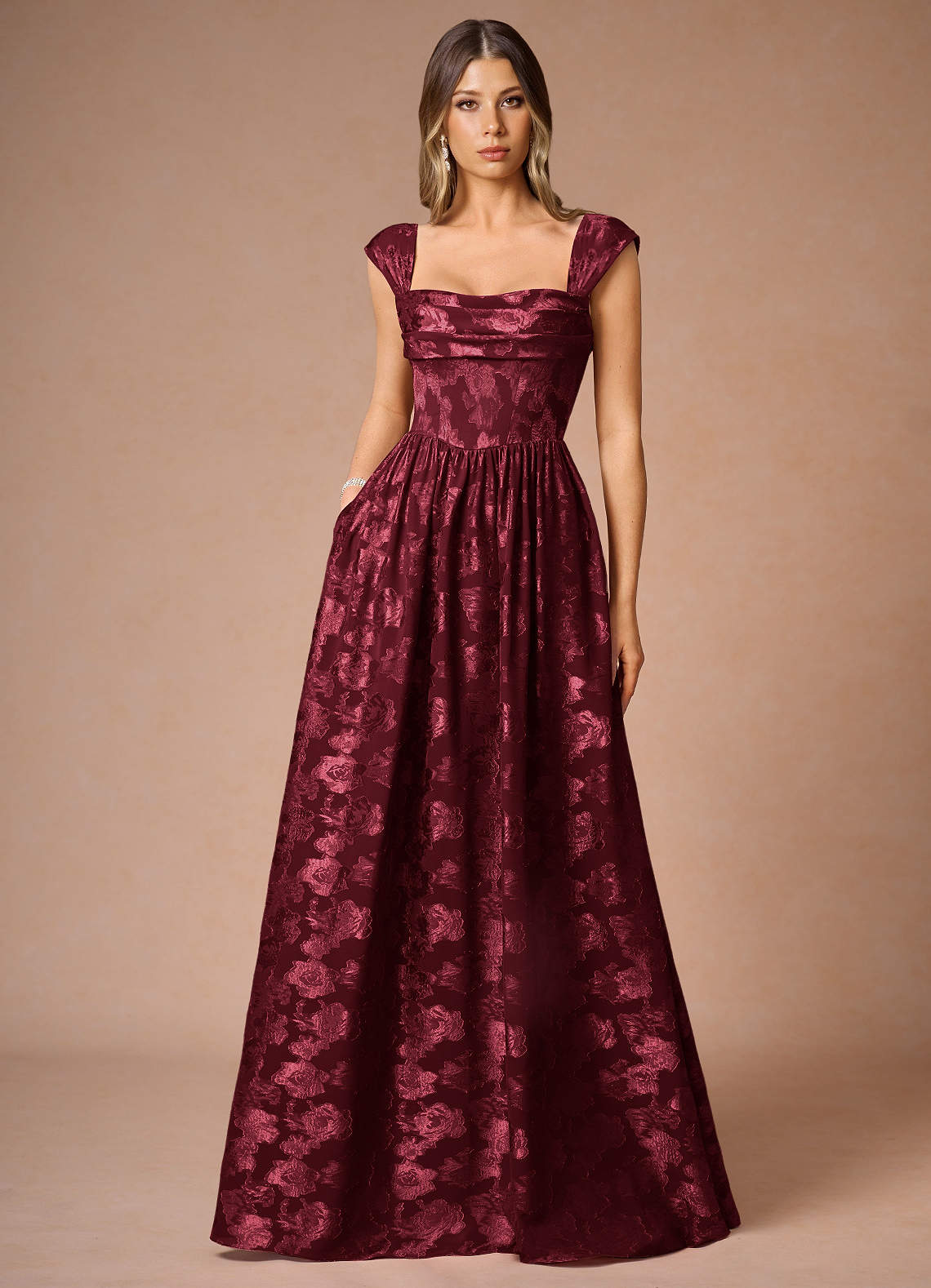 Hazel Wine Pleated Maxi Dress image2