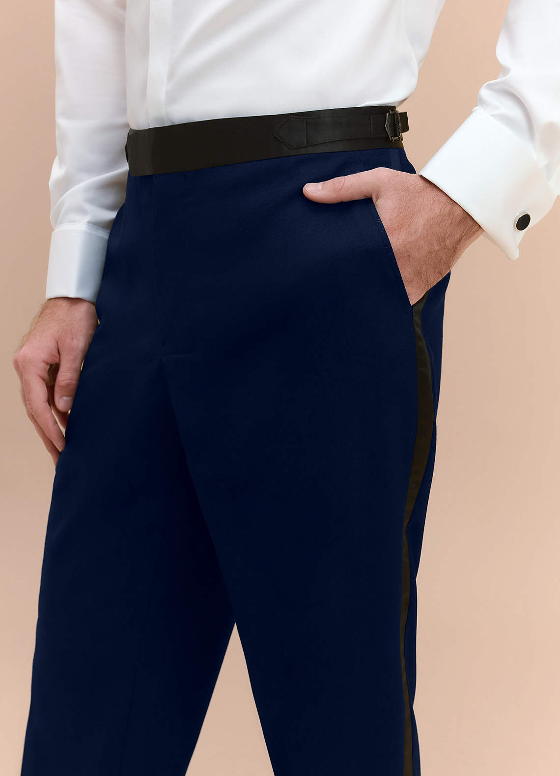 front Classic Navy Blue Tuxedo Pants