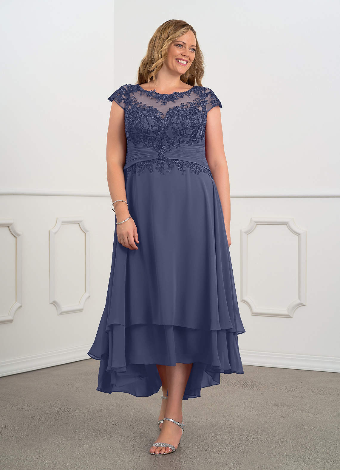 Azazie Shonda Mother of the Bride Dresses Stormy Lace Chiffon Dress image1