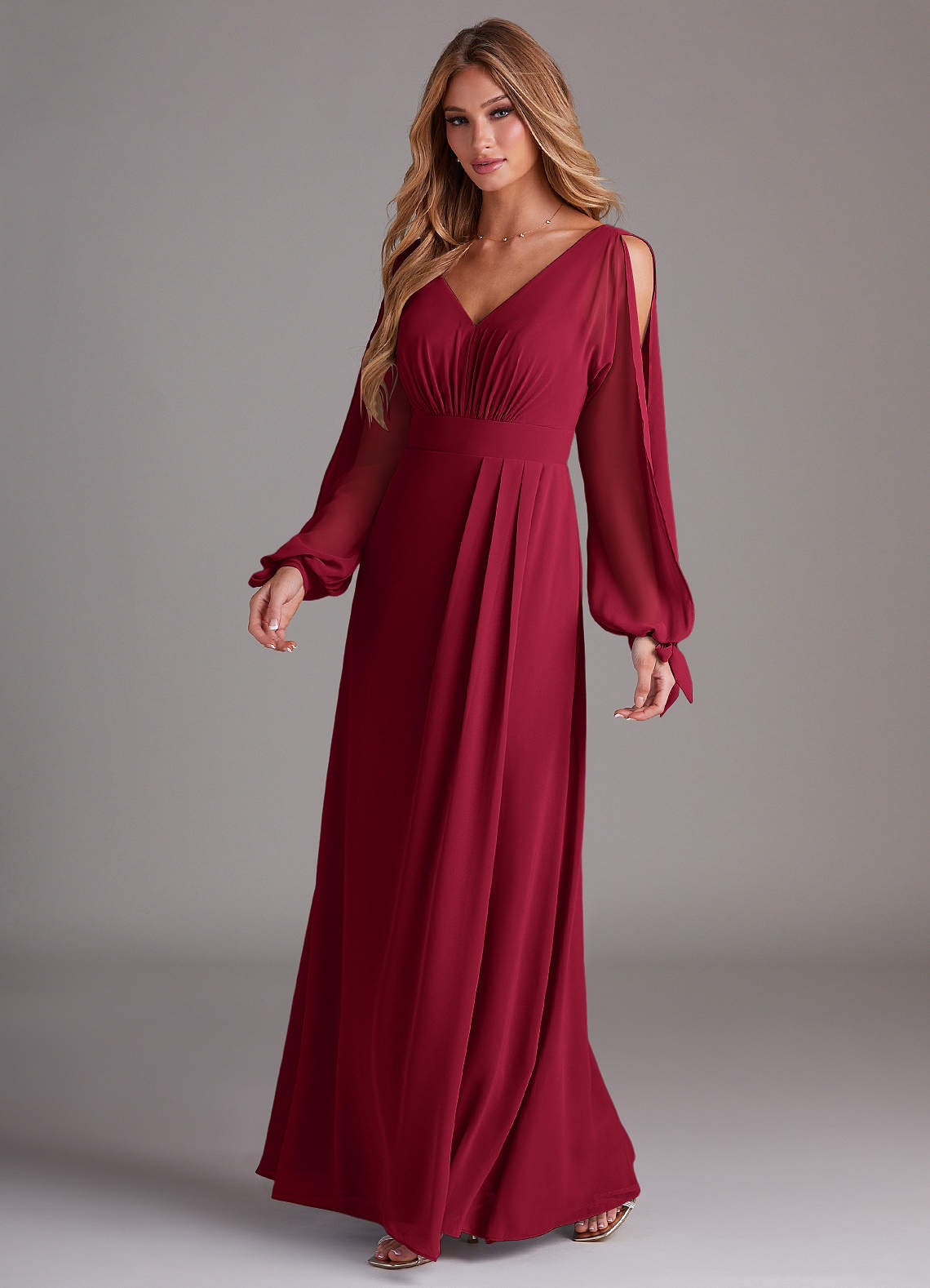 Azazie Matilda Ready to Ship Burgundy Chiffon Bridesmaid Dresses | Azazie