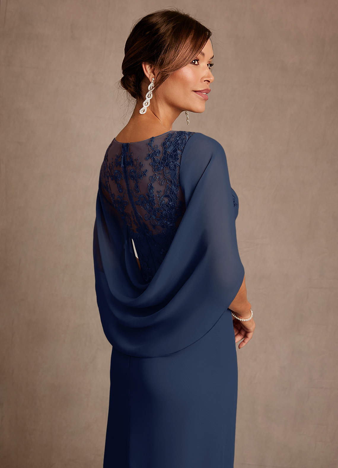 Azazie Santa Clara Mother of the Bride Dresses Dark Navy A-Line Lace Dress image5