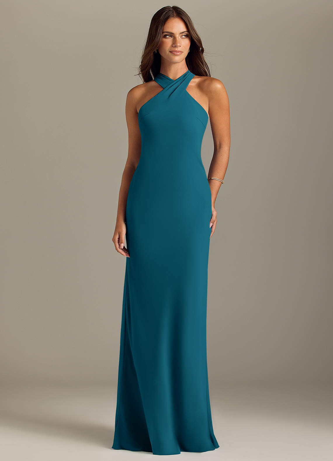 Azazie Doretta Bridesmaid Dresses Ink Blue Mermaid Pleated Chiffon Dress image1