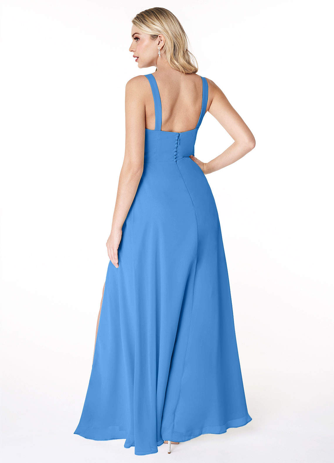 azazie a-line/princess square neck floor-length chiffon bridesmaid dress reviews Azazie | Finding the dress that fits the moment. @naomileanage . . . # azazie #azaziemoments #weddingguest #tryon #style