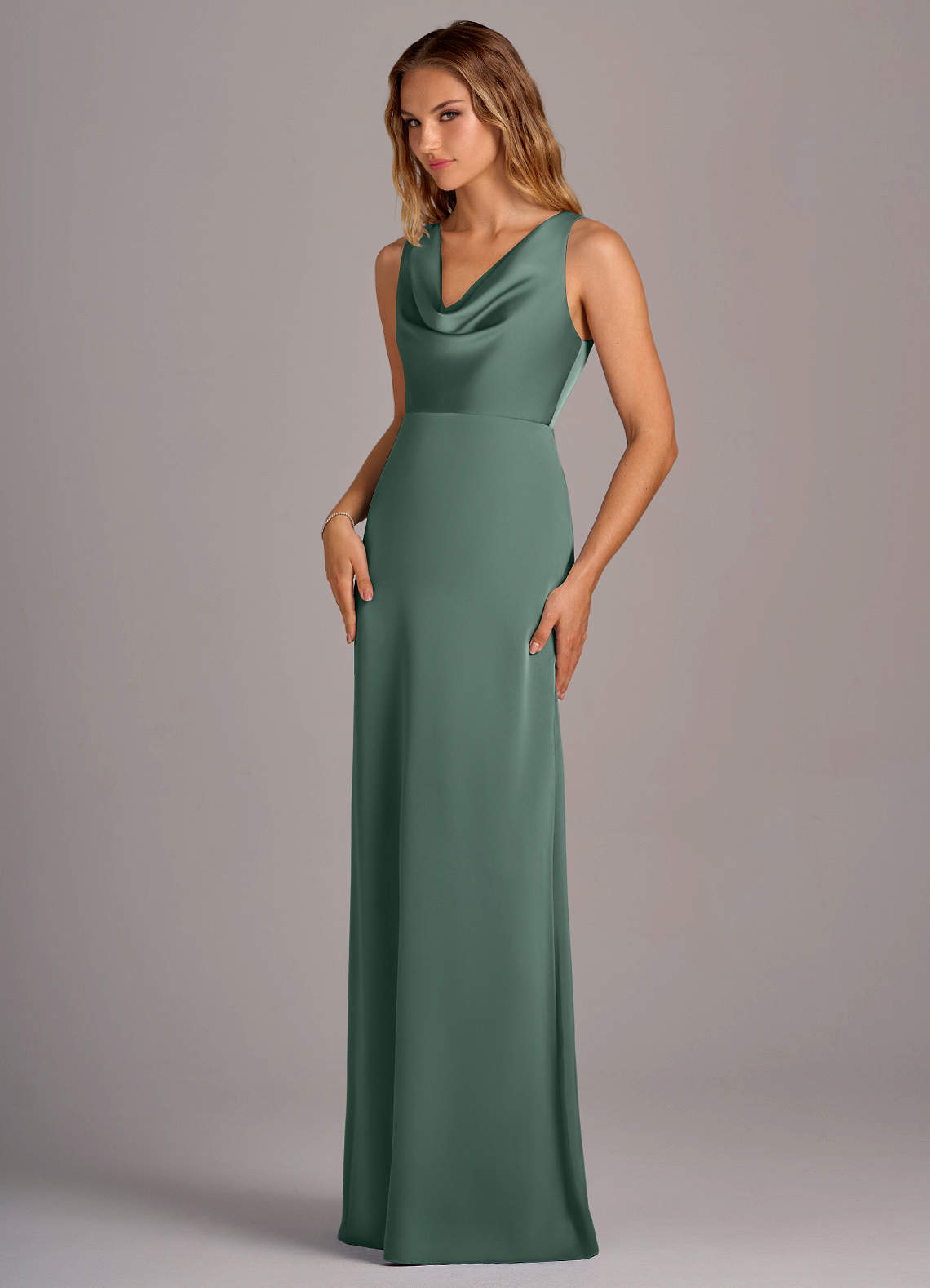 eucalyptus green satin dress Eucalyptus Bridesmaid Dress Matte Satin Size Small