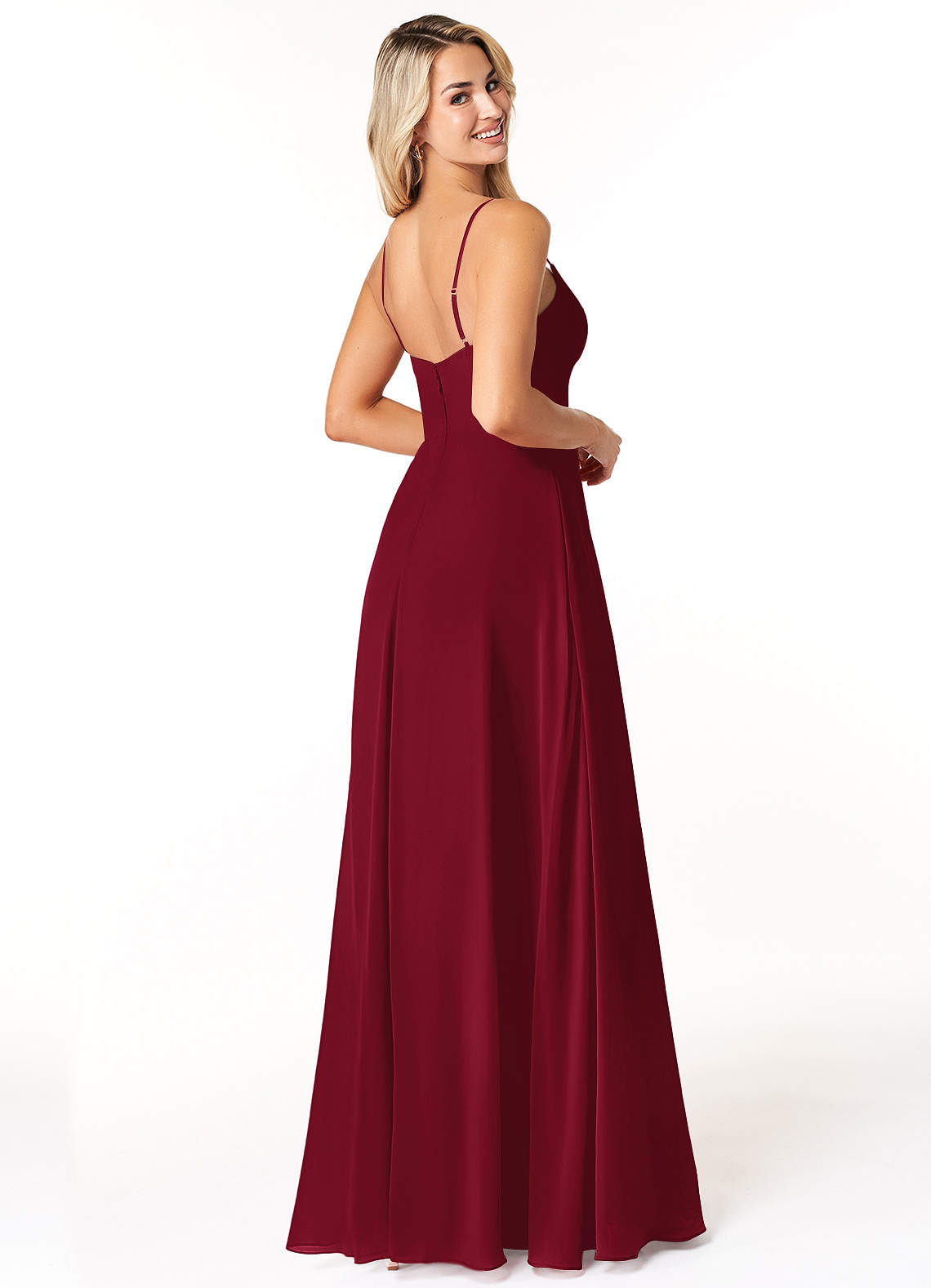 Azazie Moira Burgundy Chiffon Bridesmaid Dresses | Azazie