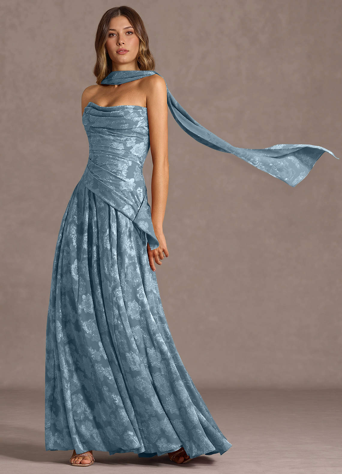 vestido Maxi Azul Empoeirado Gabriela image3