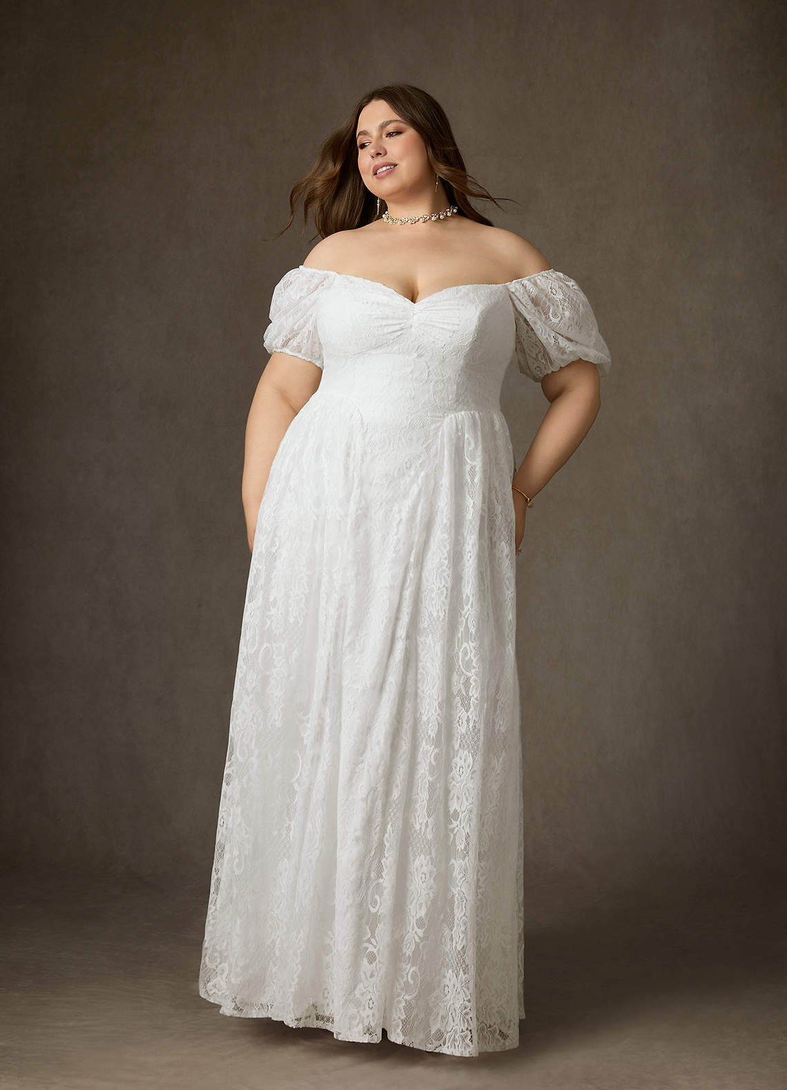 Azazie 2026 A-Line Boho White Wedding Dress Floor-Length Lace Sweetheart Convertible