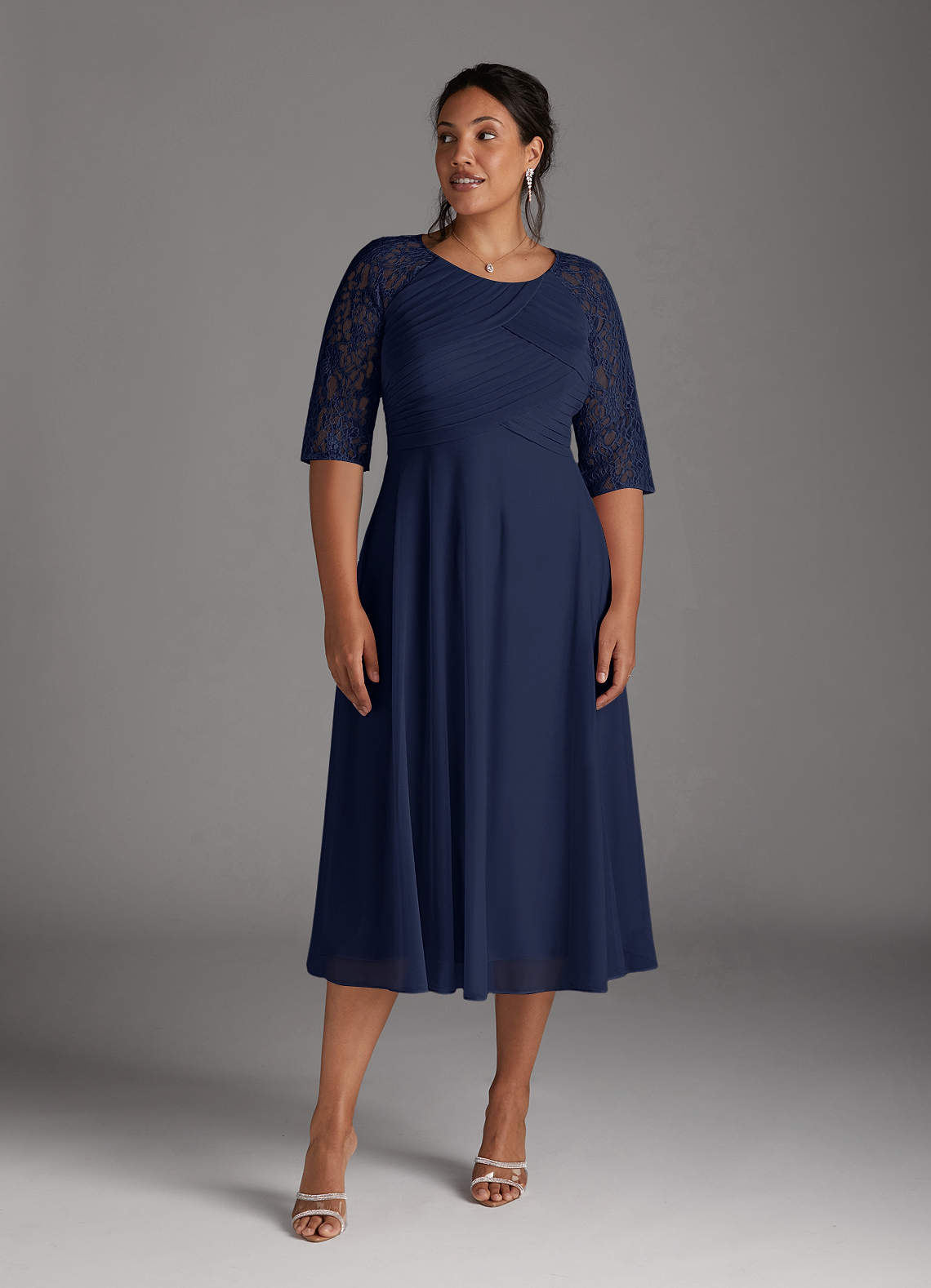 Azazie Gracelyn Mother of the Bride Dresses Dark Navy A-Line Lace Dress image9