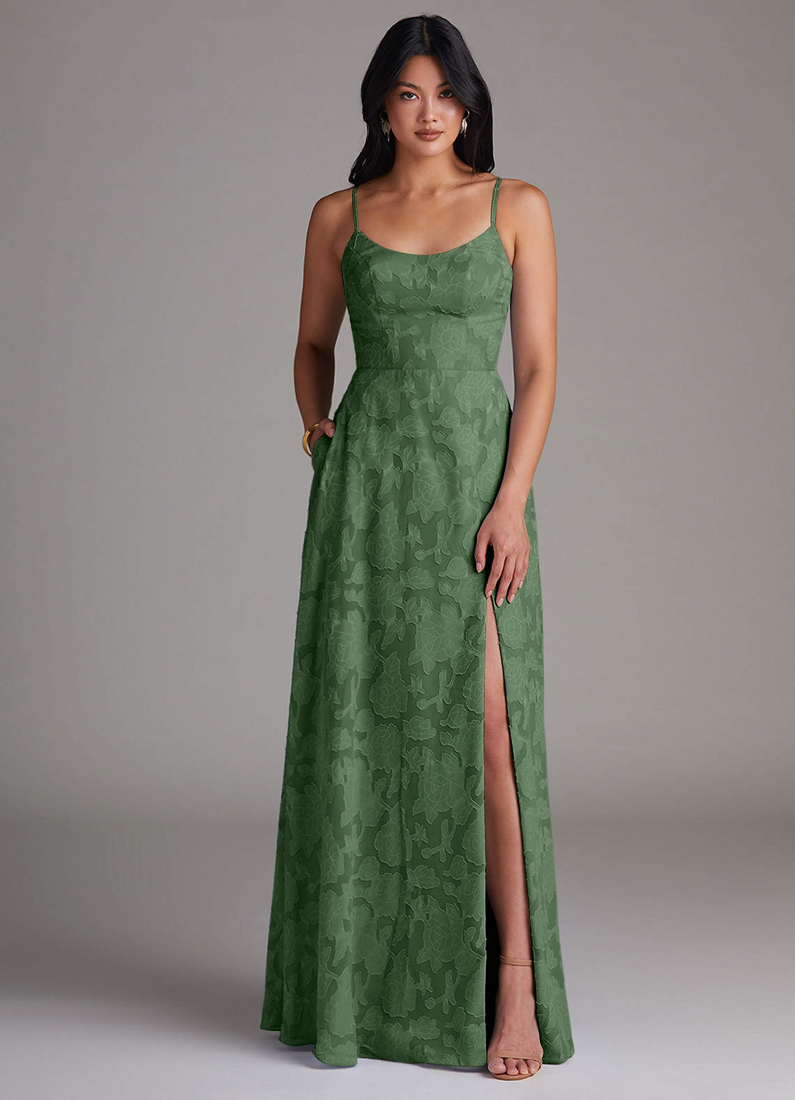Vibrant Green Evening Dress with Side Slit Vibrant Green Evening Dress with Side Slit