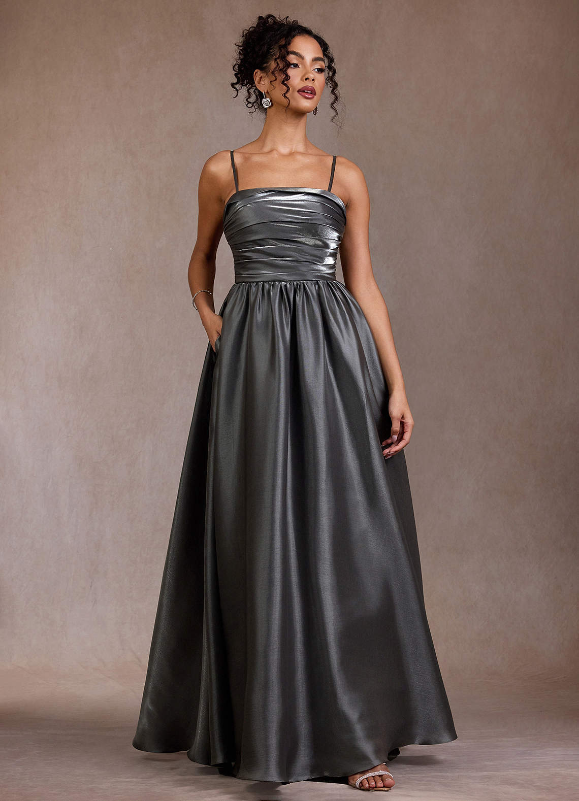 gunmetal grey long dress Allira Knit Metallic Mermaid Midi Dress – VICI main image 1
