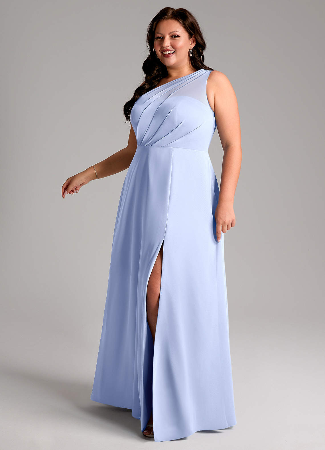 Azazie Phaedra Vestidos de madrinha de casamento Vestido Gelo de Chiffon de Linha A com Um ombro image13