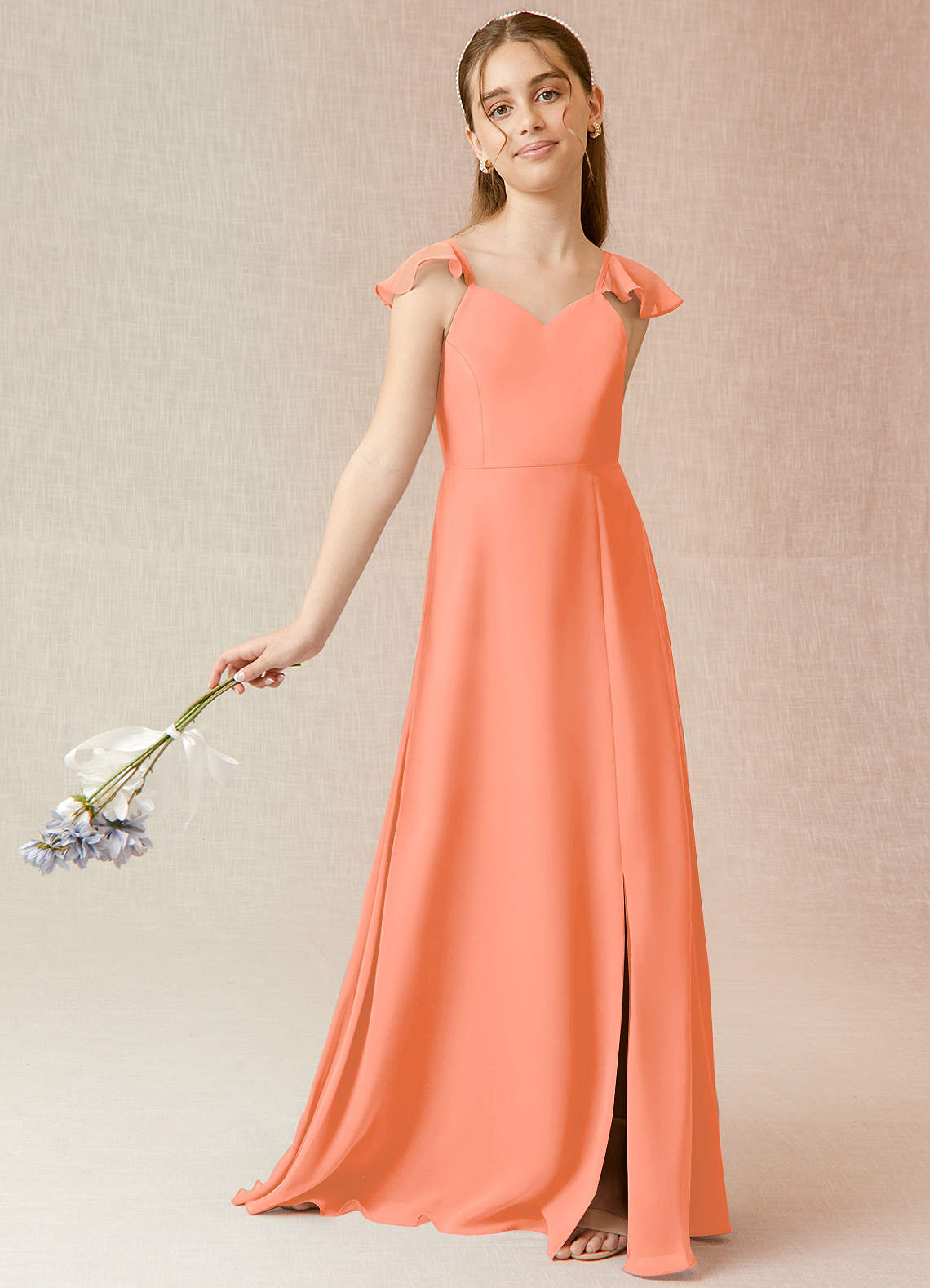 Azazie Everett Junior Vestido de Atardecer de Gasa de Corte en A image1