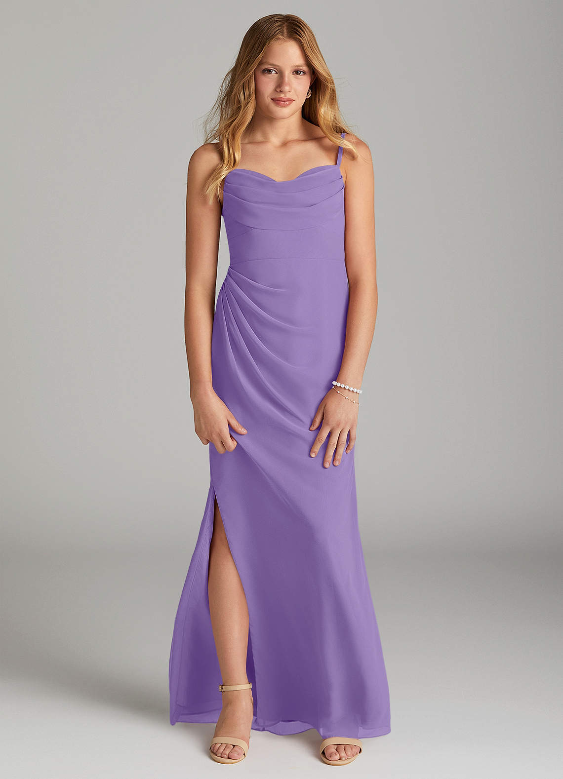 Azazie Mai Junior Tahiti Sheath Pleated Chiffon Dress image1