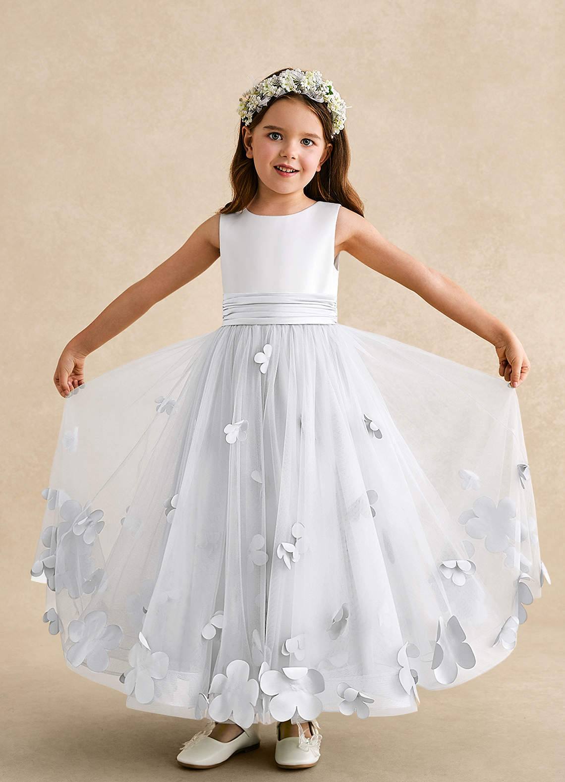 Robe Fille Gymboree Flower Garden - Taille 9, Gris Et Blanc, Neuf Avec étiquettes (NWT), Occasion Spéciale