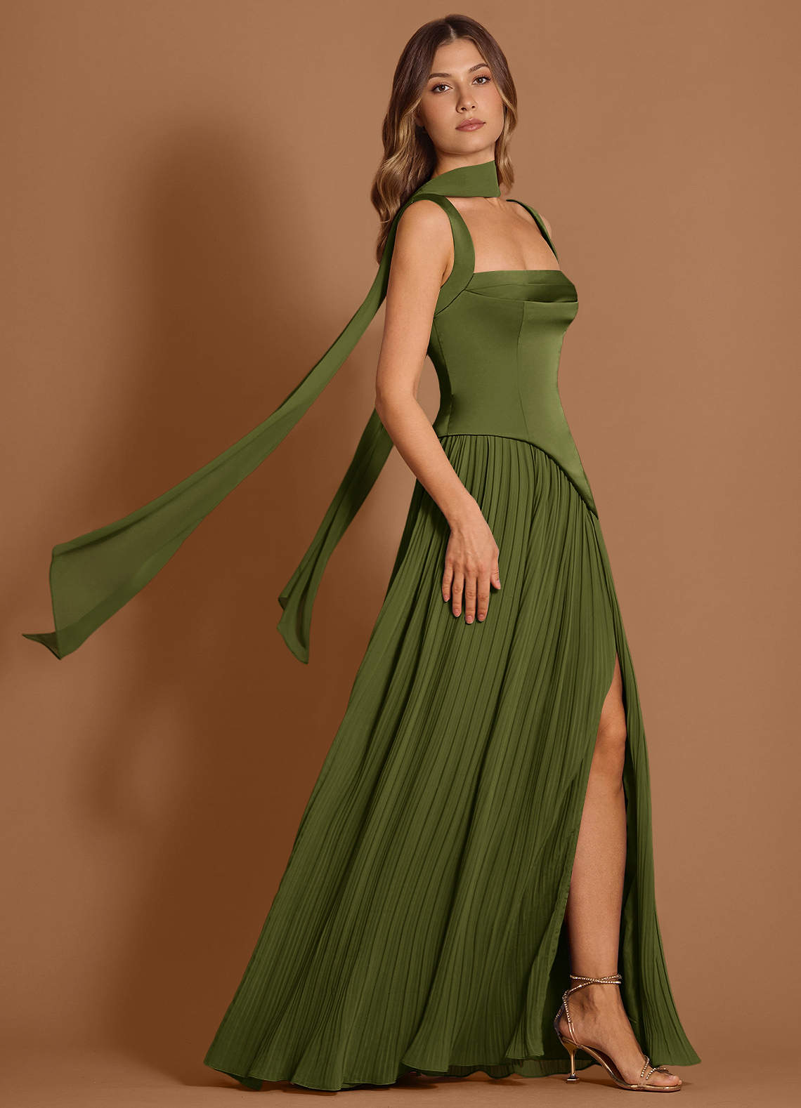 knee length dresses for ladies Baltic Born Womens Layla Tulle Maxi Dress | Olive + Rust