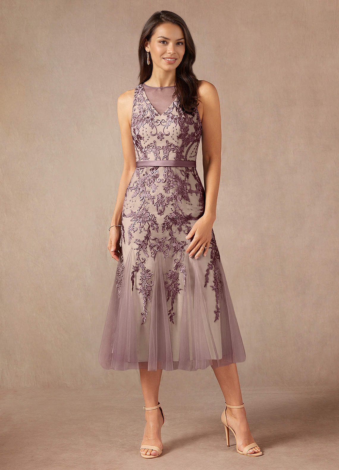 Azazie Herrin Mother of the Bride Dresses Dusty Rose Champagne Mermaid Lace Dress image3