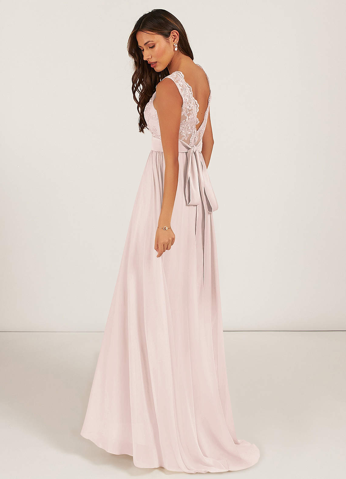 petal pink chiffon bridesmaid dresses Kenzie Elegant Halter Ruched Floor Length Long Chiffon Bridesmaid Dresses, Dusty Rose main image 0