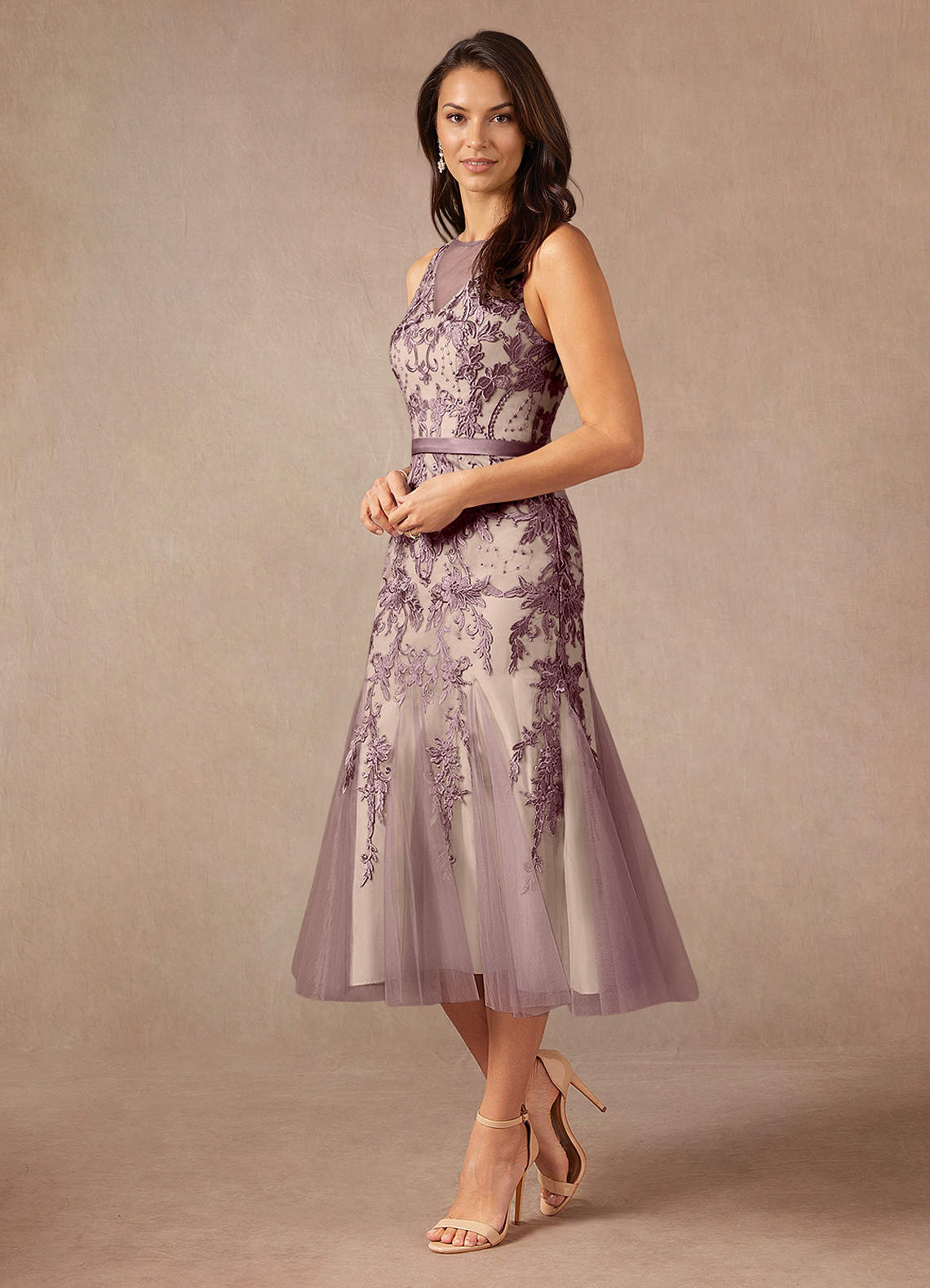 Azazie Herrin Mother of the Bride Dresses Dusty Rose Champagne Mermaid Lace Dress image7