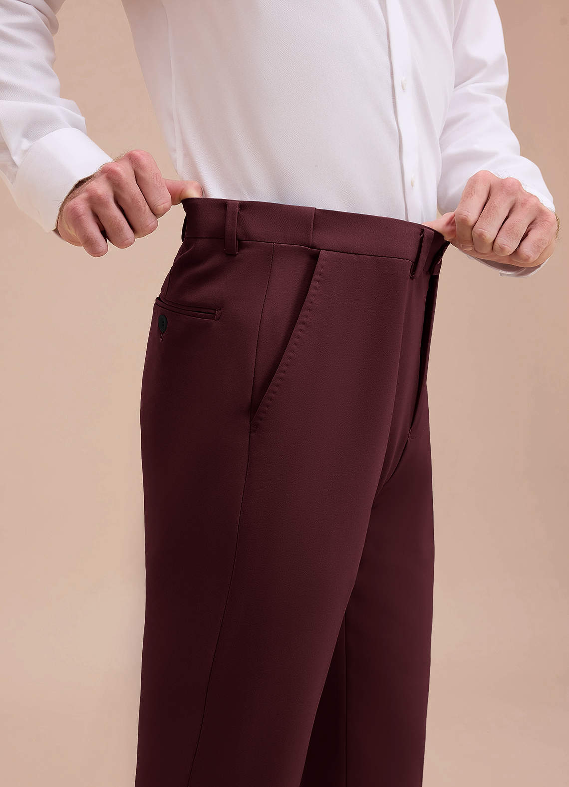 front Ethan Cabernet Refined Weave Performance Dress Pants