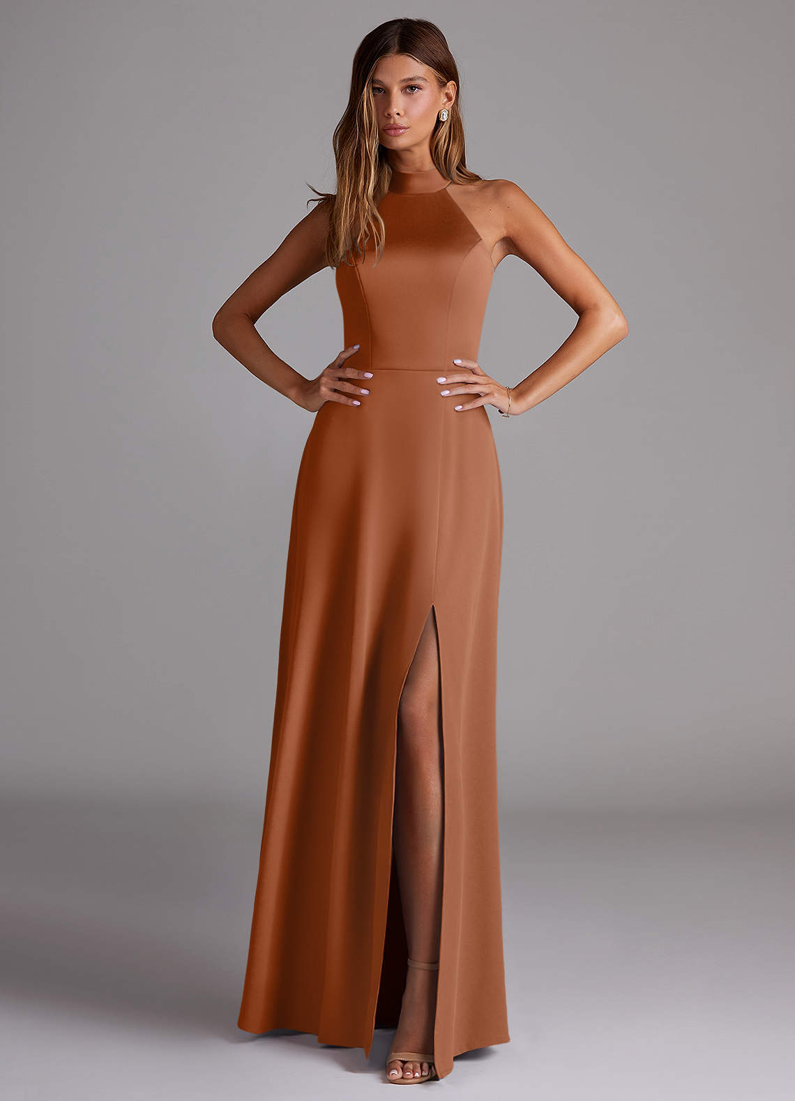 matte satin mocha bridesmaid dresses Matte Satin Mocha Bridesmaid Swatch main image 1