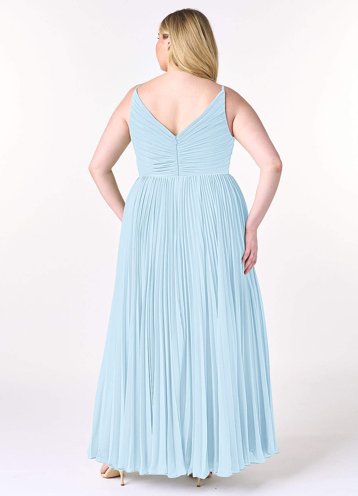 Azazie Raychelle Bridesmaid Dresses Sky Blue A-Line V-Neck Chiffon Dress image7