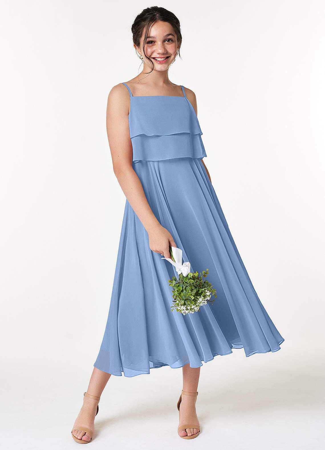 Steel blue outlet chiffon dress