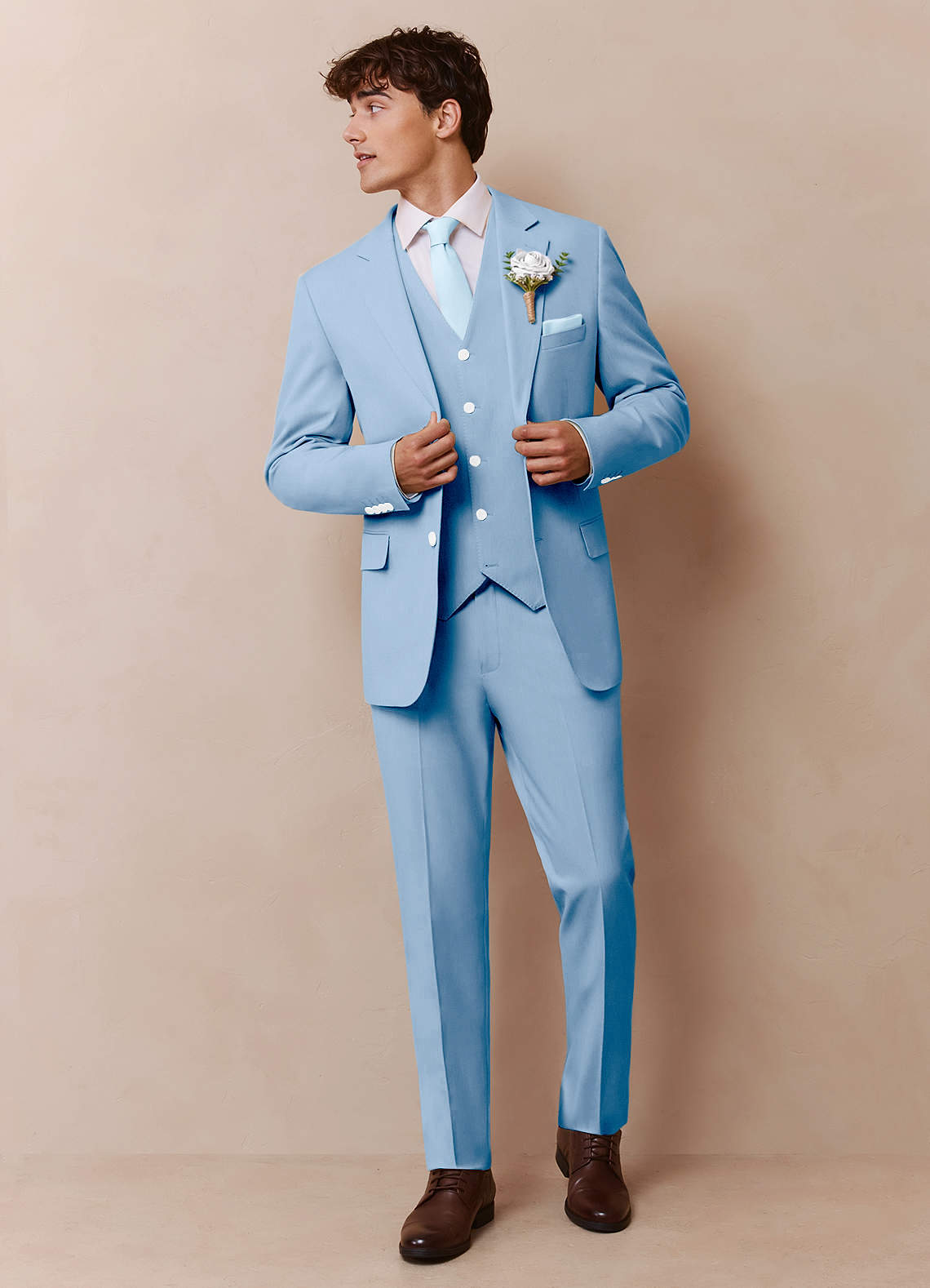 front James Azul Cielo Traje de 3 piezas