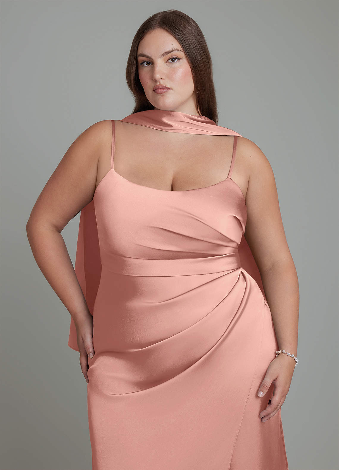 Azazie Calandra Rosette Stretch Satin Bridesmaid Dresses | Azazie