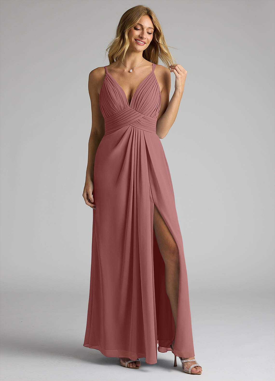Azazie Maren Allure Desert Rose Chiffon Bridesmaid Dresses | Azazie Azazie Maren Allure Desert Rose Chiffon Bridesmaid Dresses | Azazie