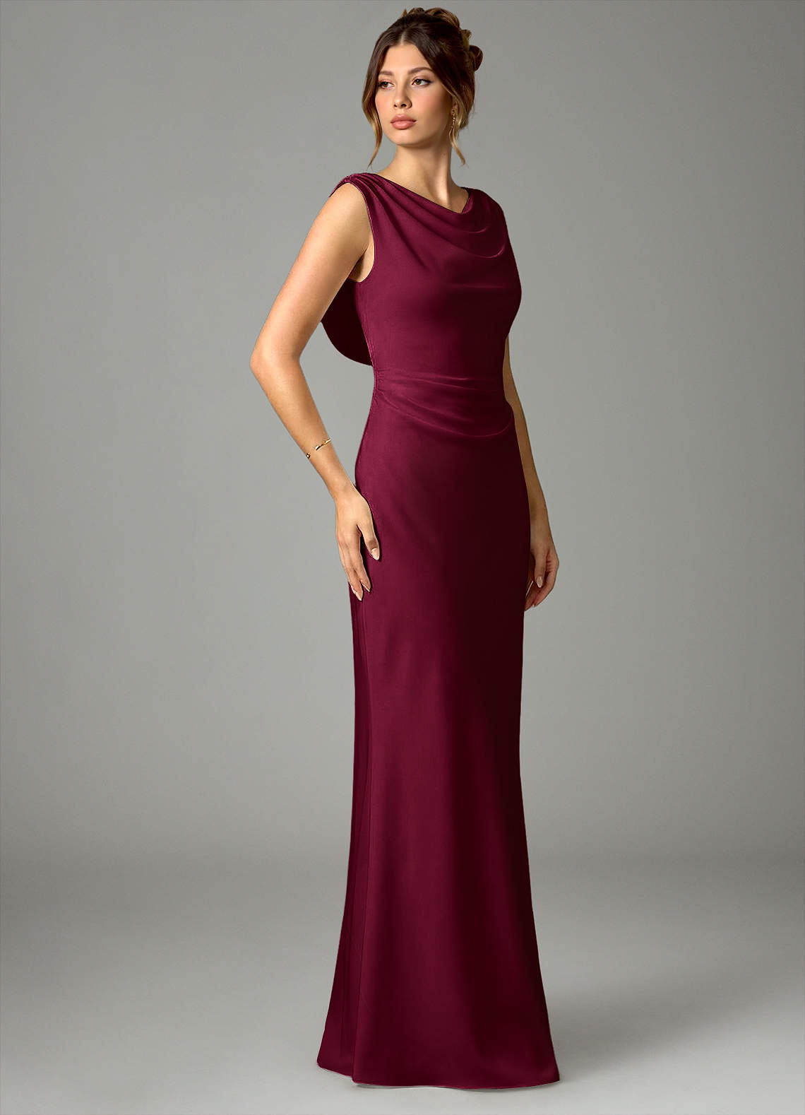 maroon silk dress Azazie 2026 Corset Lace Up Column Prom Burgundy Gown Make an unforgettable impression with this elegant strapless satin gown Burgundy Mermaid Silk Satin Simple