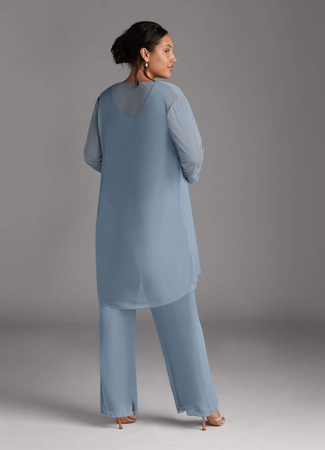 Azazie Frances Mother of the Bride Dresses Dusty Blue Jumpsuit/Pantsuit Scoop Mesh Dress image11