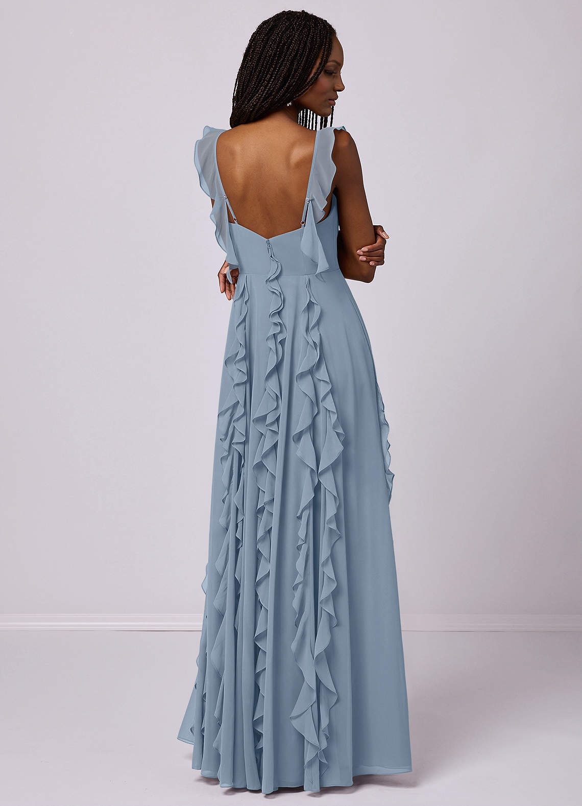 Barbie ♥ Azazie Bridesmaid Dresses Dusty Blue A-Line with Pockets Chiffon Dress image1